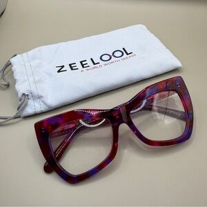 Zeelool Women’s Red Purple Oversized Fashion Glasses, No prescription